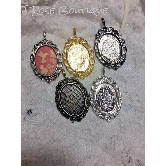 Blue Hummingbird Necklace Pendant Cameo wedding - Picture 6 of 12